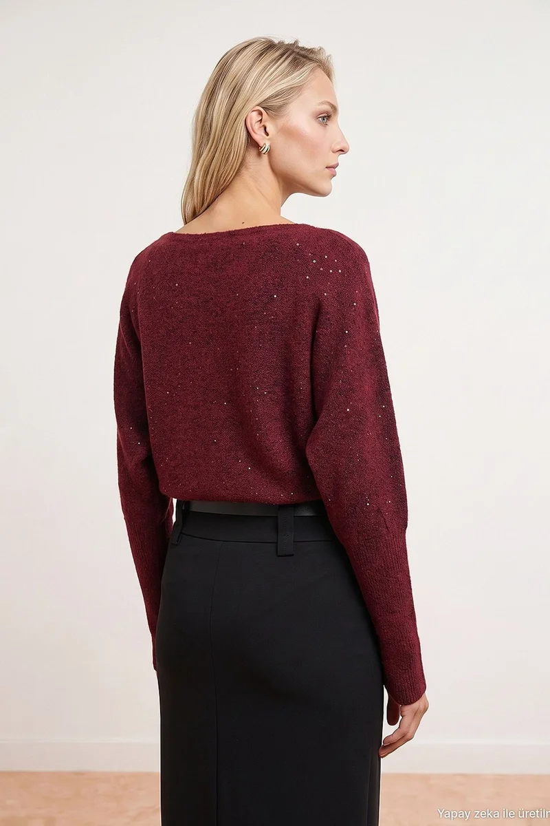 Dilvin Burgundy Red DILVIN Women's Knit Sweater for Women | Best Price UAE
