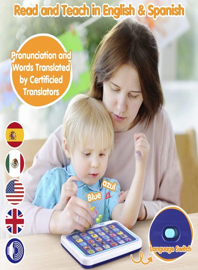 PLAY Spanish & English Learning Tablet for Toddlers 1-3, Kids Bilingual Interactive Alphabet ABC Letters, Words, Color Learning Toys Tablets, Educational Toy for 2+ Year Old Kids Babies 18 Month+ - Image 2