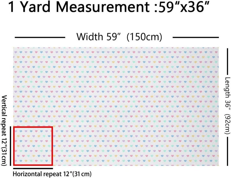 Colorful Polka Dot Soft Flannel Polyester Sewing Lover,Cartoon Love Heart Fabric by The Yard No Stretch,Cute Hearts Ideal Quilting, Crafts & Handmade Artwork，Pretty 10 Yards Whole Piece,360" L x 59" W - Image 2