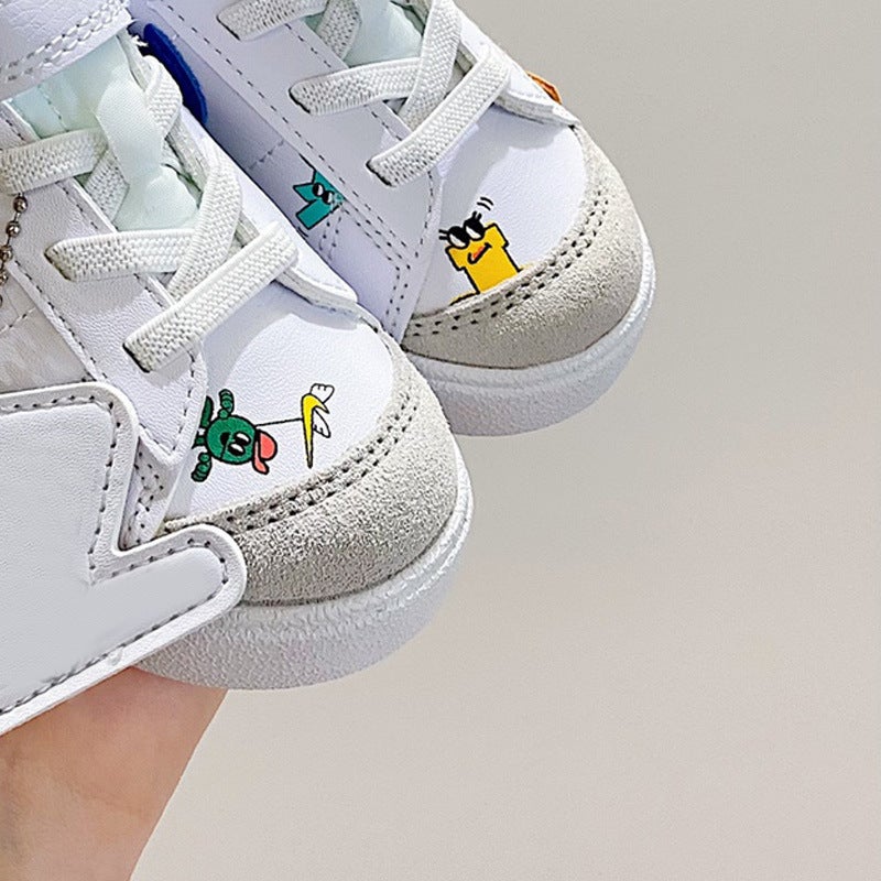 Putian New Pioneer Women'S Shoes Graffiti Velcro Children'S Casual Shoes Men'S Shoes White Shoes Low-Top Board Shoes - Image 4
