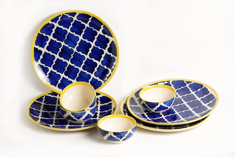 Yourowndcor Moroccan Handpainted' Permium Ceramic Plates for Dinner Ceramic Dinner Plates with Katoris (8 Pieces, Serving for 4, Dishwasher & Microwave Safe) - Image 2