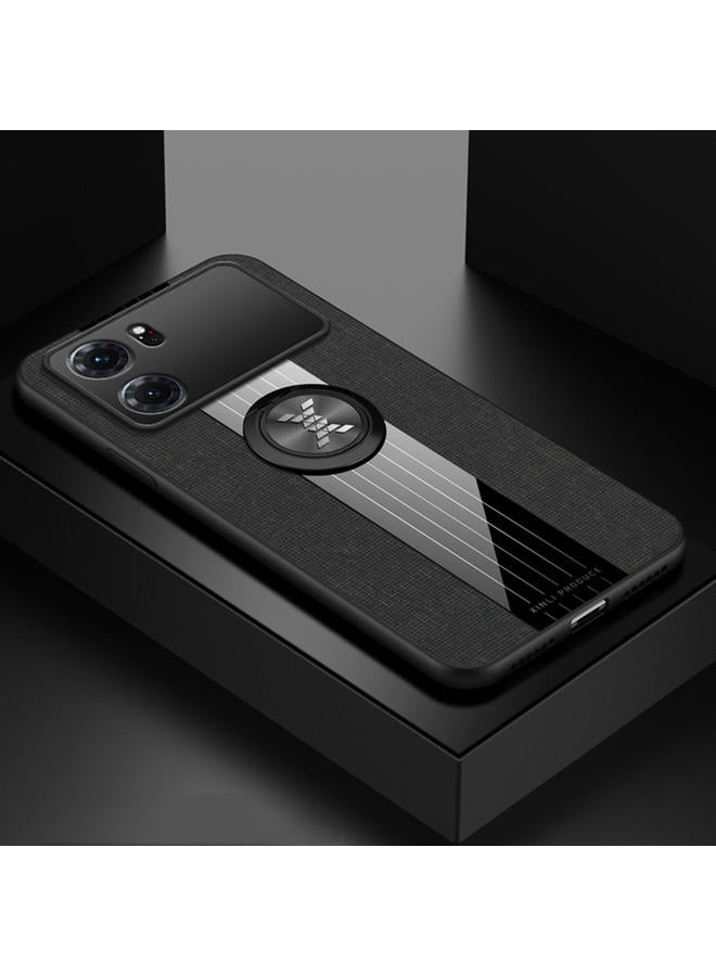 The Bros Case For OPPO K10 Stitching Cloth Textue TPU Phone Case with Ring Holder