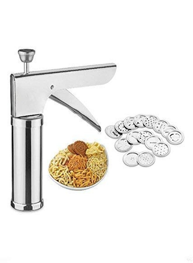 Chiller Stainless Steel Kitchen Press with 15 Different Types of Jalies - Murukku Maker/Bhujiya Maker/Cookies/Namkeen/Noodles/Chakali Maker/Sev Maker/Farsan Maker/Gathiya Maker - Image 3