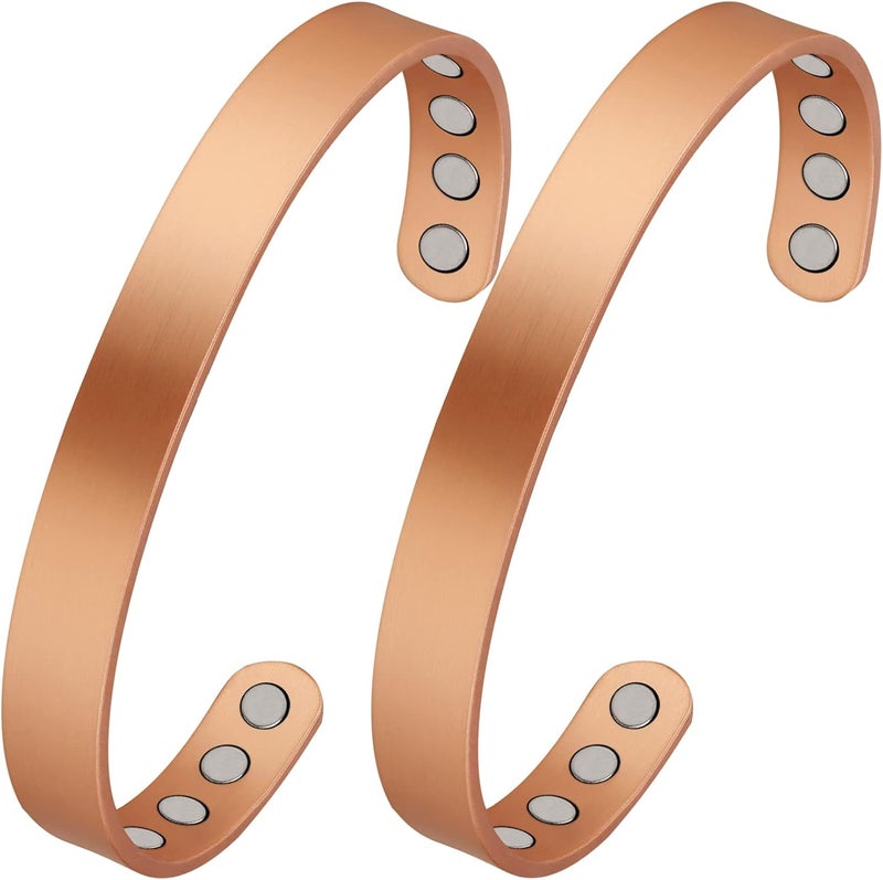 Feraco Copper Magnetic Bracelet for Men Women, 99.99% Pure Copper Cuff Bangle with Effective Neodymium Magnets, Adjustable Jewelry Gifts - Image 1