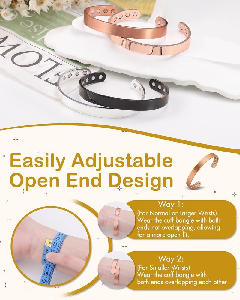 Feraco Copper Magnetic Bracelet for Men Women, 99.99% Pure Copper Cuff Bangle with Effective Neodymium Magnets, Adjustable Jewelry Gifts - Image 5