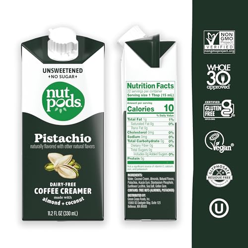 nutpods Pistachio Unsweetened Dairy-Free Creamer, Made from Almonds and Coconuts, Whole30, Keto, Gluten Free, Non-GMO, Vegan, Kosher (3-Pack) - Image 2