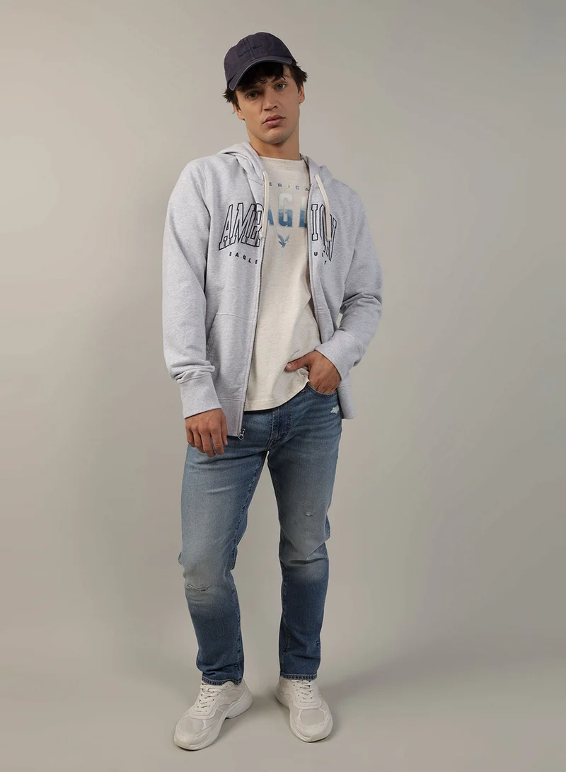 امريكان ايجل Logo Fleece Graphic Zip-Up Hoodie