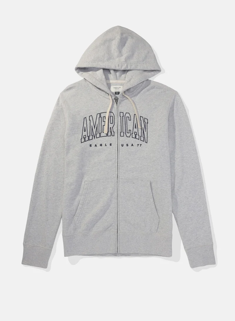 امريكان ايجل Logo Fleece Graphic Zip-Up Hoodie