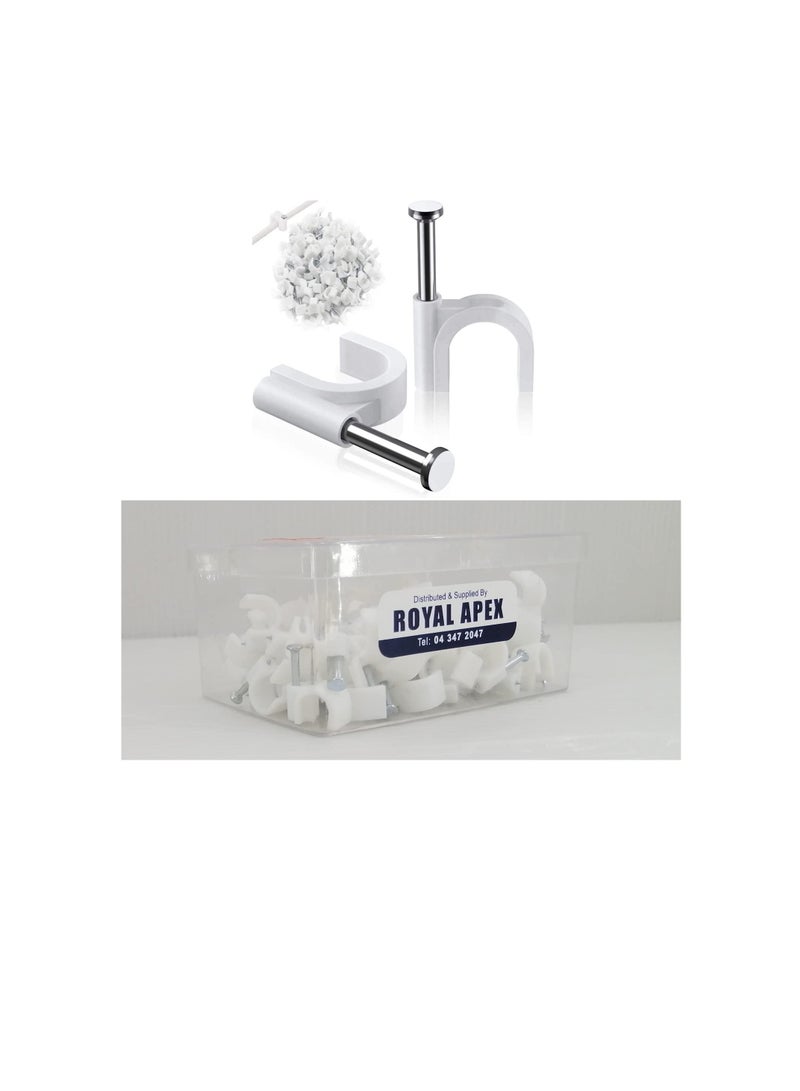 Electrical Cable Wire Round Clips Steel Nails Tacks Holder for Organizing Electric Wires Cables Lines White 8mm  100Pcs - Image 1