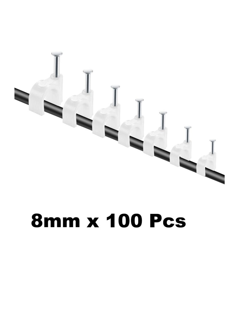 Electrical Cable Wire Round Clips Steel Nails Tacks Holder for Organizing Electric Wires Cables Lines White 8mm  100Pcs - Image 3
