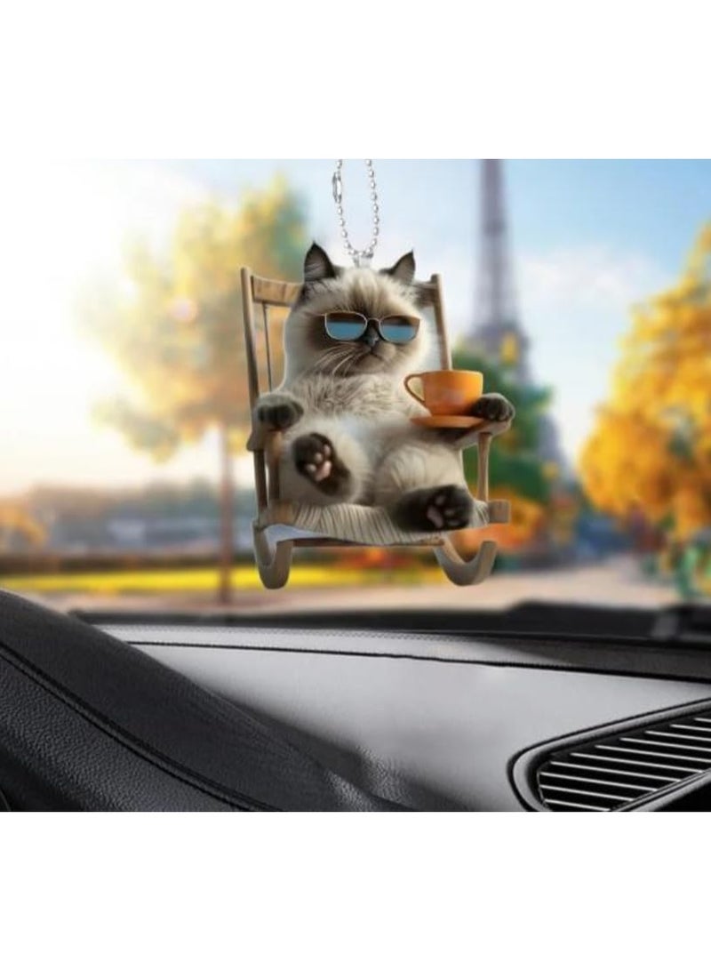 Swinging Decorative Ornament – Cute Hanging Interior Accessory for Car Rearview Mirror or Home Décor, Charming Swivel Pendant for Style & Personalized Space (Cat) - Image 3