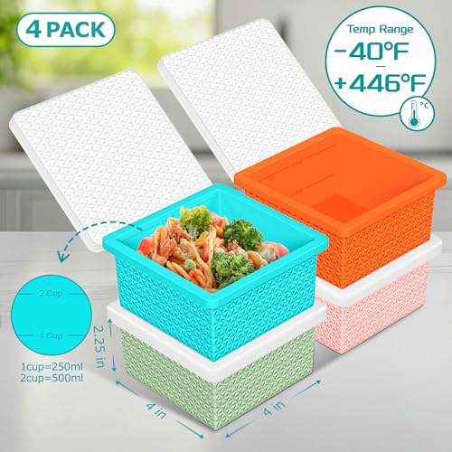 Doasuwish Silicone Freezer Molds for Soup Cubes - 2-Cup Freezer Storage Container Tray with Lid, 4 Pack Stackable Ice Cube Trays for Portion Control,Food Storage & Meal Prep,Oven & Dishwasher Safe - Image 2