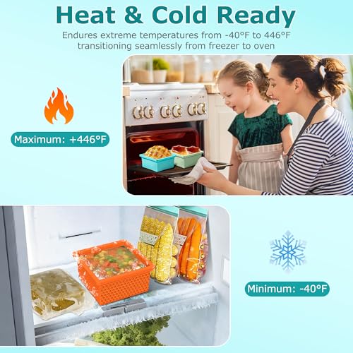 Doasuwish Silicone Freezer Molds for Soup Cubes - 2-Cup Freezer Storage Container Tray with Lid, 4 Pack Stackable Ice Cube Trays for Portion Control,Food Storage & Meal Prep,Oven & Dishwasher Safe - Image 5