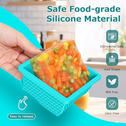 Doasuwish Silicone Freezer Molds for Soup Cubes - 2-Cup Freezer Storage Container Tray with Lid, 4 Pack Stackable Ice Cube Trays for Portion Control,Food Storage & Meal Prep,Oven & Dishwasher Safe - Image 3