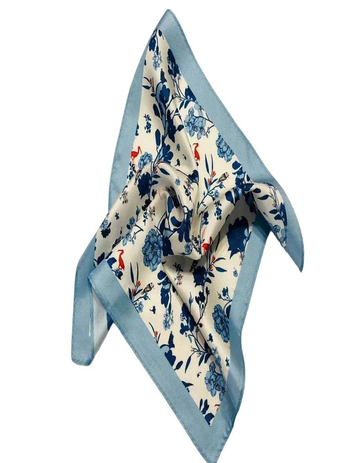 Handkerchief, men's pocket, silk square scarf, blue flower and bird pattern, oriental art - Image 4