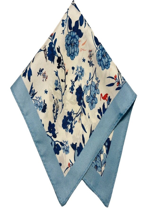 Handkerchief, men's pocket, silk square scarf, blue flower and bird pattern, oriental art - Image 3