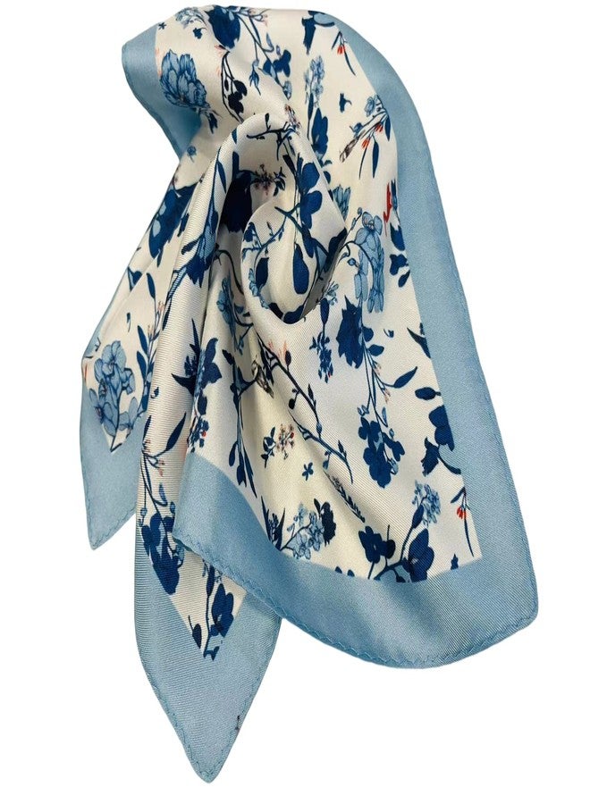 Handkerchief, men's pocket, silk square scarf, blue flower and bird pattern, oriental art - Image 1