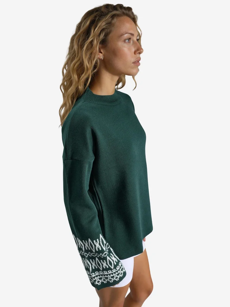 My Fashion Emerald Green MY FASHION Crew Neck Jacquard Knit Sweater for Women | Best Price UAE