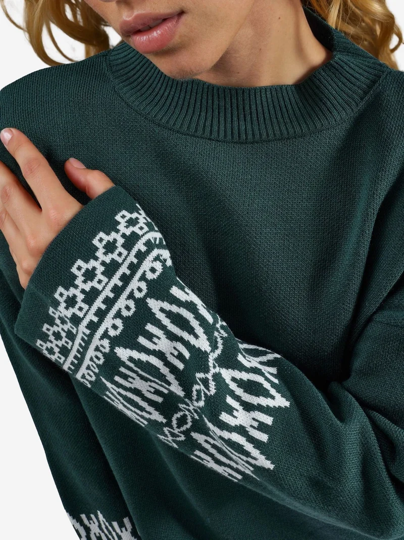 My Fashion Emerald Green MY FASHION Crew Neck Jacquard Knit Sweater for Women | Best Price UAE