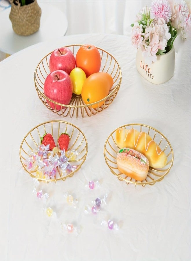 LANDTOM 3-Tier Fruit Basket Holder Decorative Fruit Bowl Rack Metal Stand Table Countertop Holder for Vegetables Bread Snack for Kitchen Home Use, Gold (Type E) - Image 5
