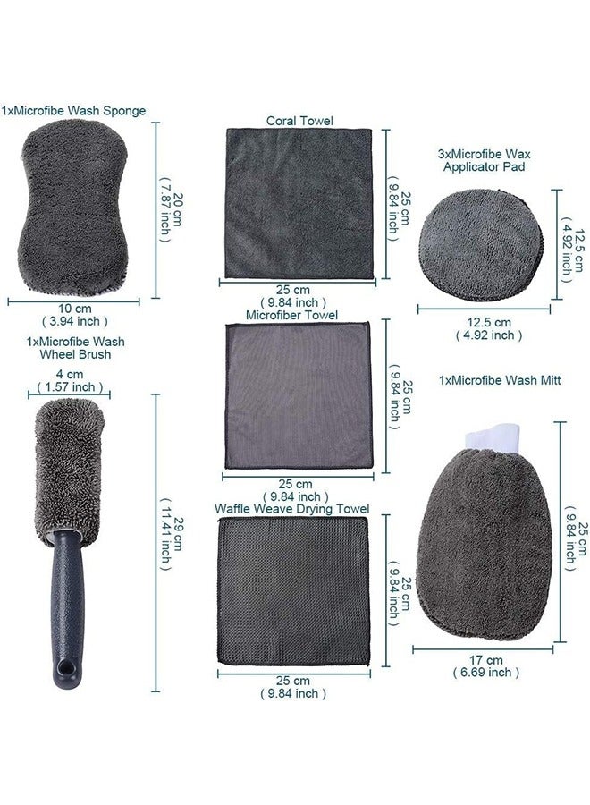 Arabest 9 PCS Car Care Car Cleaning Kit, Wash Cleaning Tools Kit Auto Care, With Soft Microfiber Cloth Towels, Wash Mitt Sponge, Automotive Detail Brushes for Cleaning Wheels,Exterior, Leather, Air Vents - Image 2