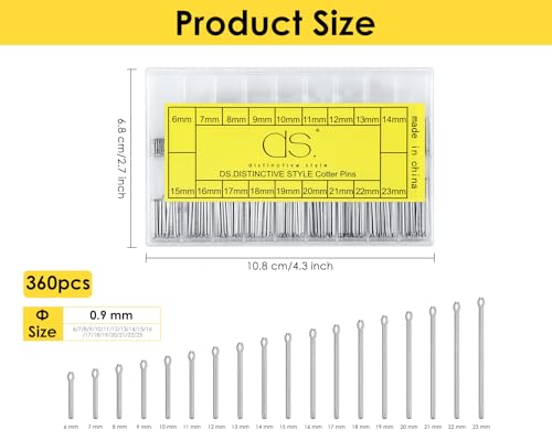DS.DISTINCTIVE STYLE DS.Ddistinctive Style 360 Pieces 6-23mm Watch Band Link Cotter Pins Assortment Stainless Steel Watch Strap Bars Repair Kit for Watchmaker - Image 2