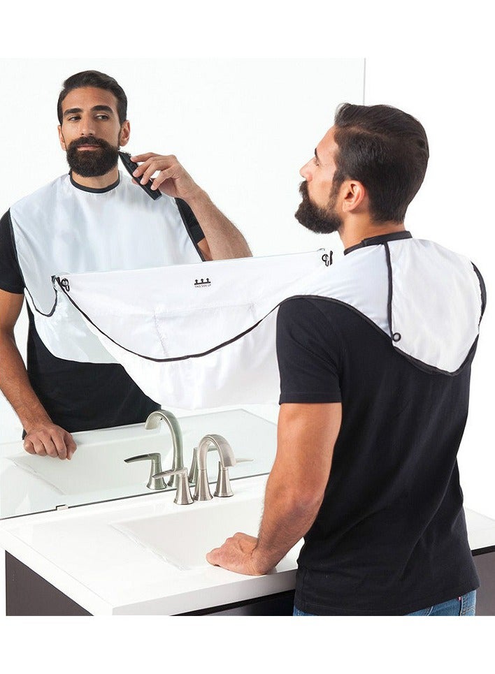 BEUTPATER Beard Bib Apron, Mens Beard Hair Catcher for Shaving and Trimming, Non-Stick Beard Shave Cape, Grooming Accessories Tools & Gifts for Husband or Dad-White - Image 1