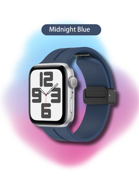 Soft Silicone Sport Watch Band with Magnetic Buckle Fits Apple Watch Ultra 2/Ultra Series 9/8/SE 2nd Gen/7/SE/6/5/4/3/2/1 Compatible with 42/44/45/49mm Case Sizes Also Compatible with Series 10 with 46mm Case Size