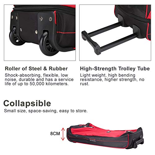 OIWAS 22 inch Rolling Duffle Bag with Wheels Small Duffel Bag with Wheels Travel Tote Weekend Overnight Carry On Luggage Expandable 50L to 60L Women Men Red - Image 4