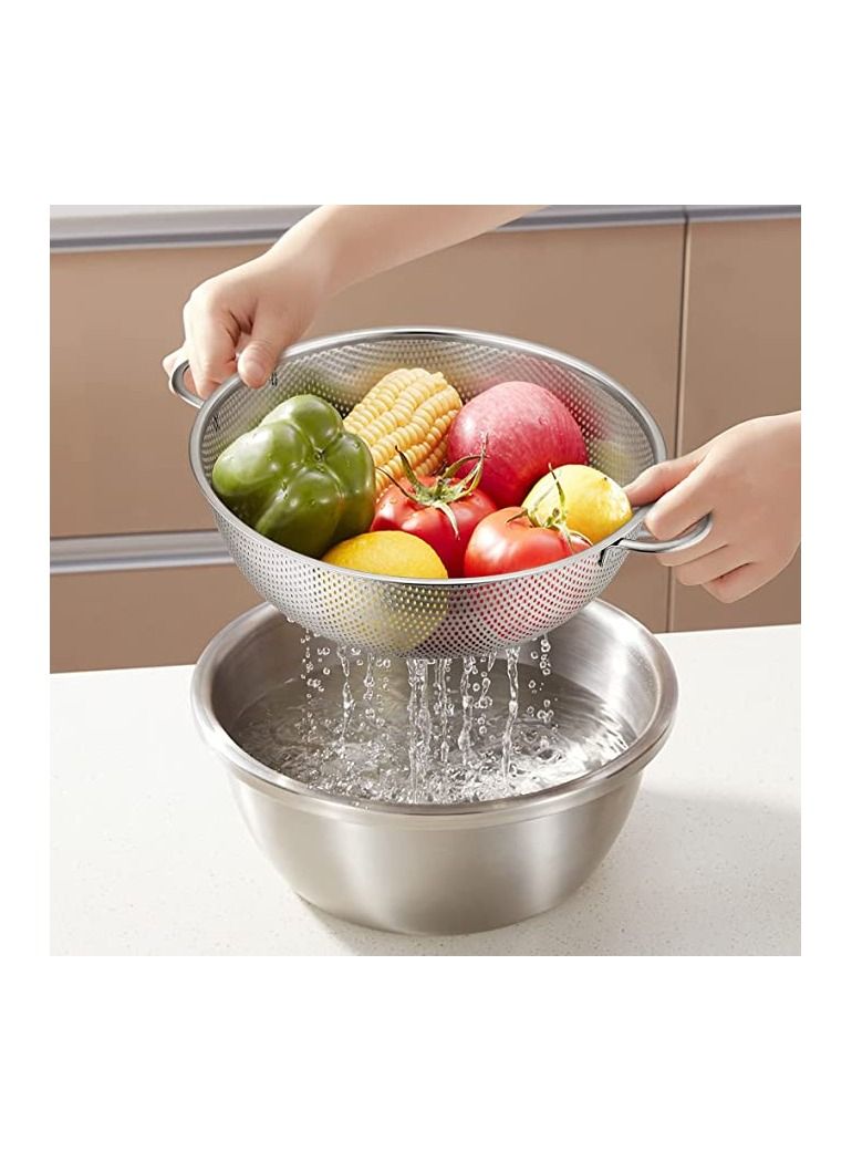 3 Stainless Steel Micro Perforated Colanders Strainers Silver 8.8 inch  - Image 3