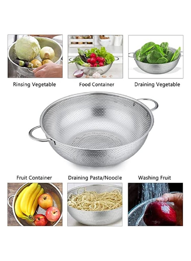3 Stainless Steel Micro Perforated Colanders Strainers Silver 8.8 inch  - Image 5