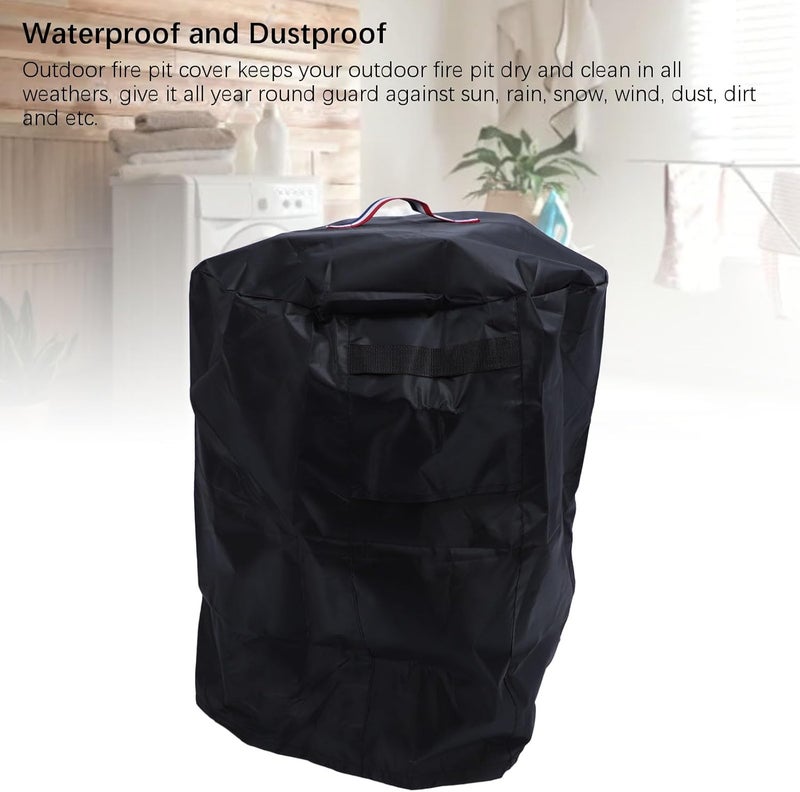 ZJchao Pit Cover Round Full Coverage Patio Outdoor Fireplace Cover with Vent Handle Tear Polyester 8.89oz - Image 3