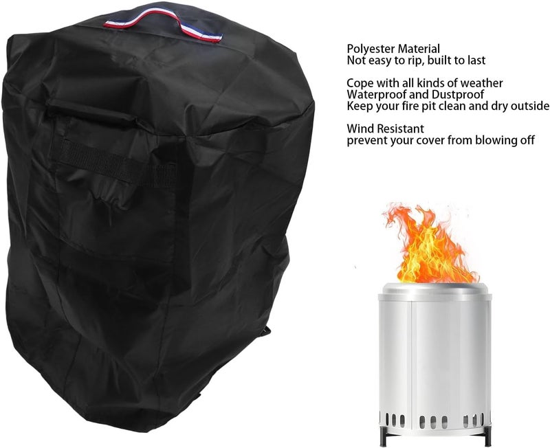 ZJchao Pit Cover Round Full Coverage Patio Outdoor Fireplace Cover with Vent Handle Tear Polyester 8.89oz - Image 2