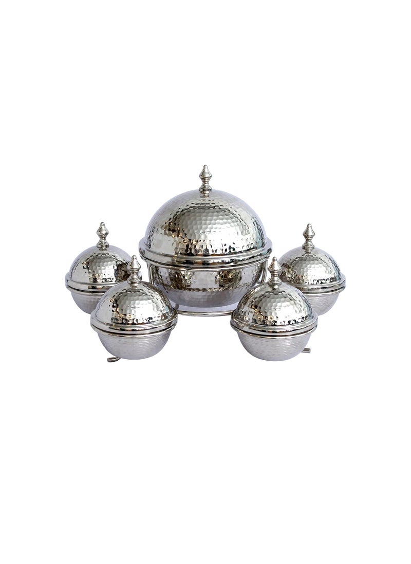 IZZHAAR IZZHAAR Stainless Steel Tureen Zumba Gift Set Pack of 6 Bowls with Lids Stand Dry Fruit Container Snacks Serving Bowl Sets Ideal for Keeping Cookies Sweets Chips  - Image 5