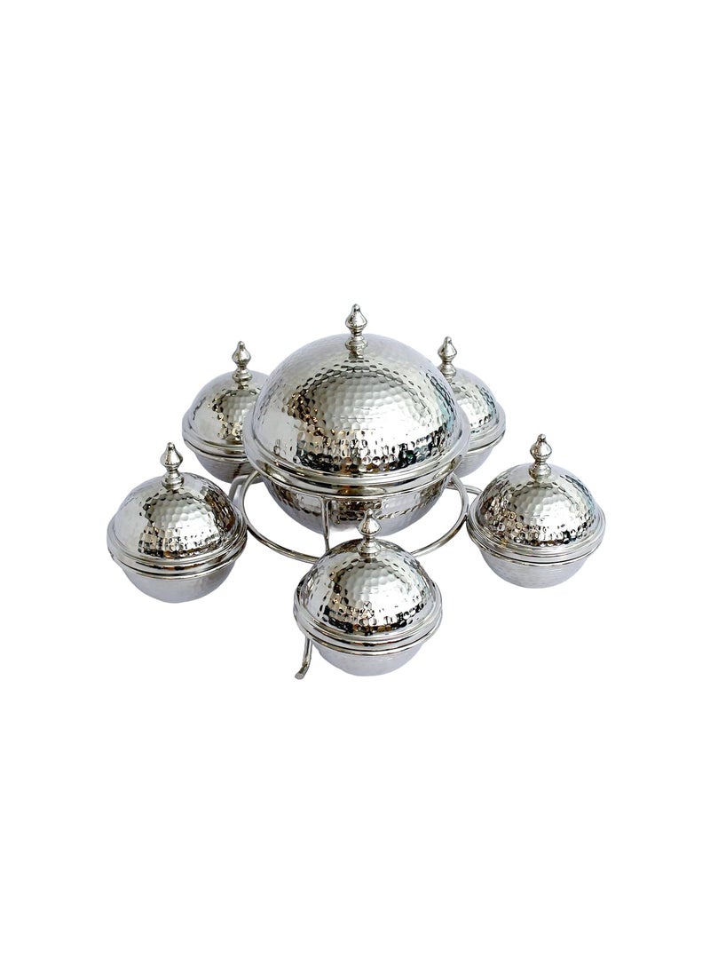 IZZHAAR IZZHAAR Stainless Steel Tureen Zumba Gift Set Pack of 6 Bowls with Lids Stand Dry Fruit Container Snacks Serving Bowl Sets Ideal for Keeping Cookies Sweets Chips  - Image 1