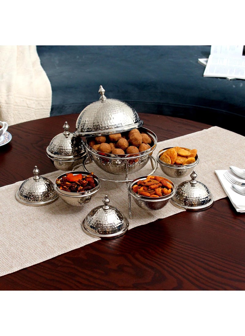 IZZHAAR IZZHAAR Stainless Steel Tureen Zumba Gift Set Pack of 6 Bowls with Lids Stand Dry Fruit Container Snacks Serving Bowl Sets Ideal for Keeping Cookies Sweets Chips  - Image 3