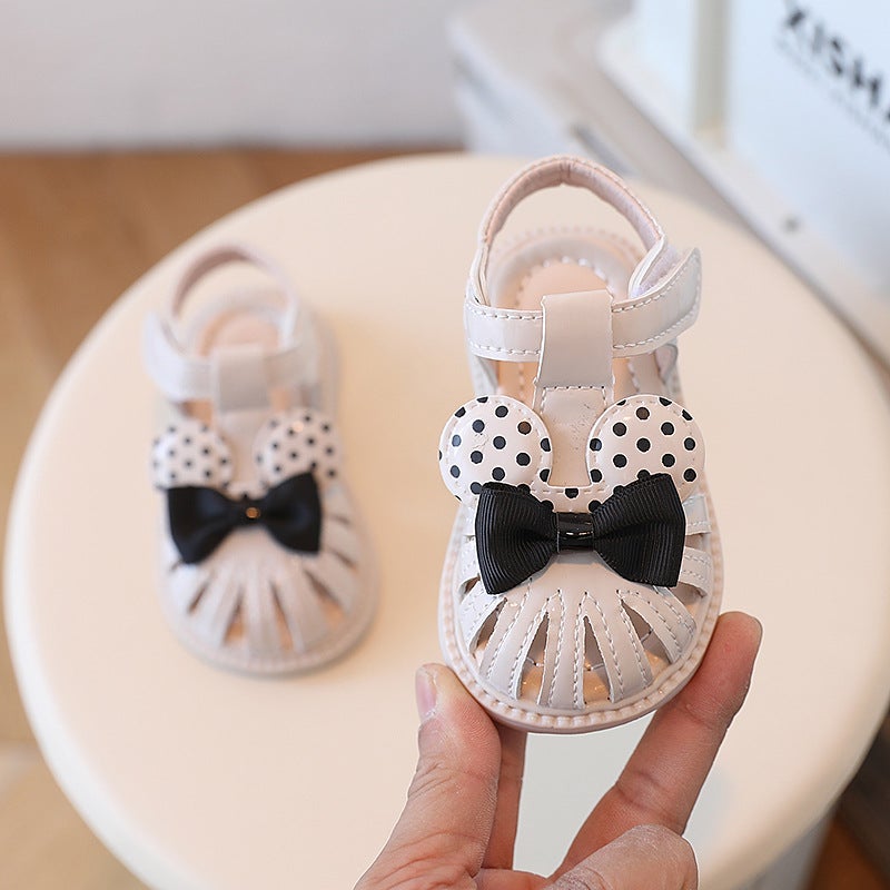 Toddler Girls Summer Sandals 1-2 Years Old Princess Soft Sole Walking Shoes Beige