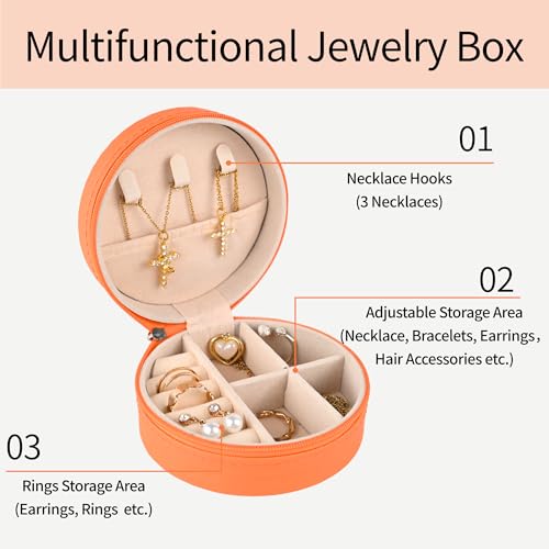 Mindoub 12-Pack Basketball Jewelry Box Bulk Team Gifts for Girls, Orange Round Mini Travel Jewelry Case Organizer for Basketball Players Coaches, Senior Night Tournament Gifting - Image 3
