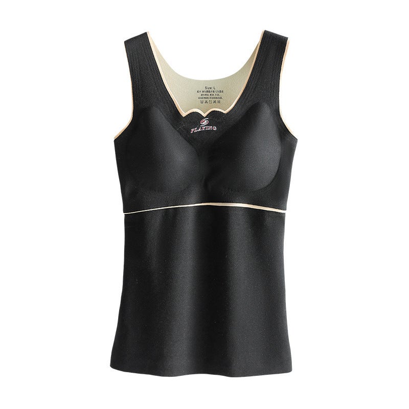 Oxygen-friendly 2.0 velvet seamless large size thermal vest womens velvet padded close-fitting heating vest thermal underwear for women Pink  - Image 3