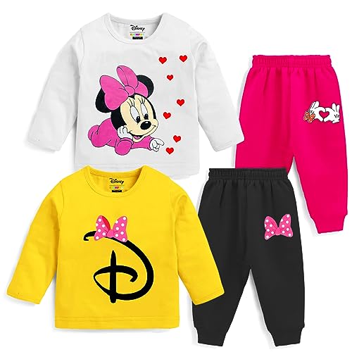 Kuchipoo Baby Girl Regular Fit Cotton Printed T-Shirts and Pyjamas Set (© Disney-PSUT-103, 6-12 Months, Multi-Colored) - Image 1