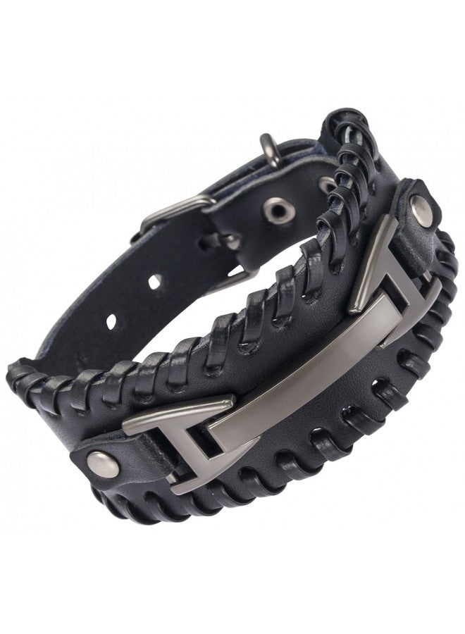Hamoery Men Leather Bracelet Punk Braided Rope Alloy Bracelet Bangle Wristband - Image 3