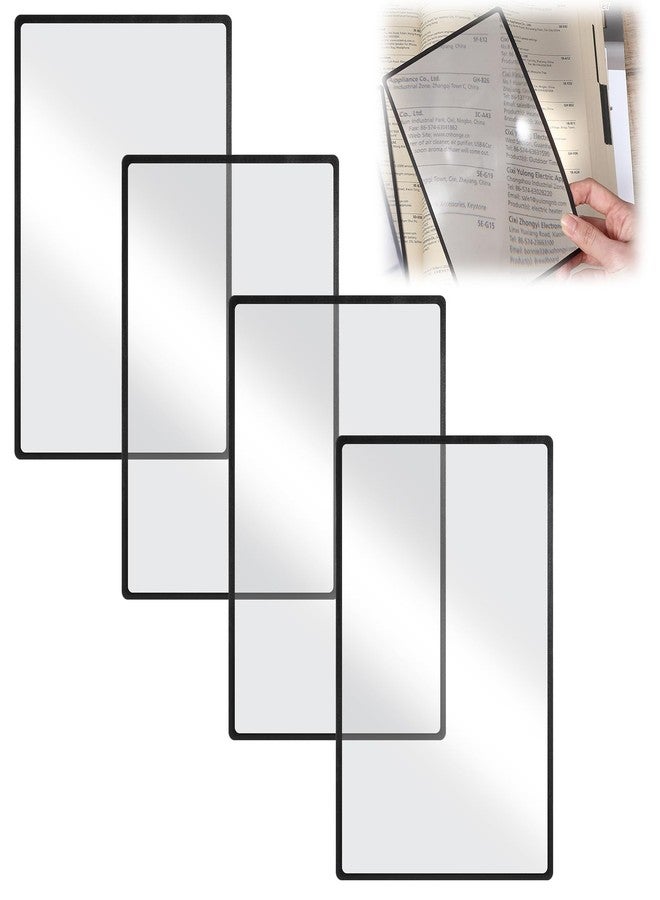 Sibba 4X Magnifying Sheet Page Magnifier for Reading, 4 PCS Version-Horizontal Book Magnifier Handheld Sheets Full Eye Reading Bible Books,Computer Screen Bookmark Laptop Monitor Visual Impairment Aids - Image 1
