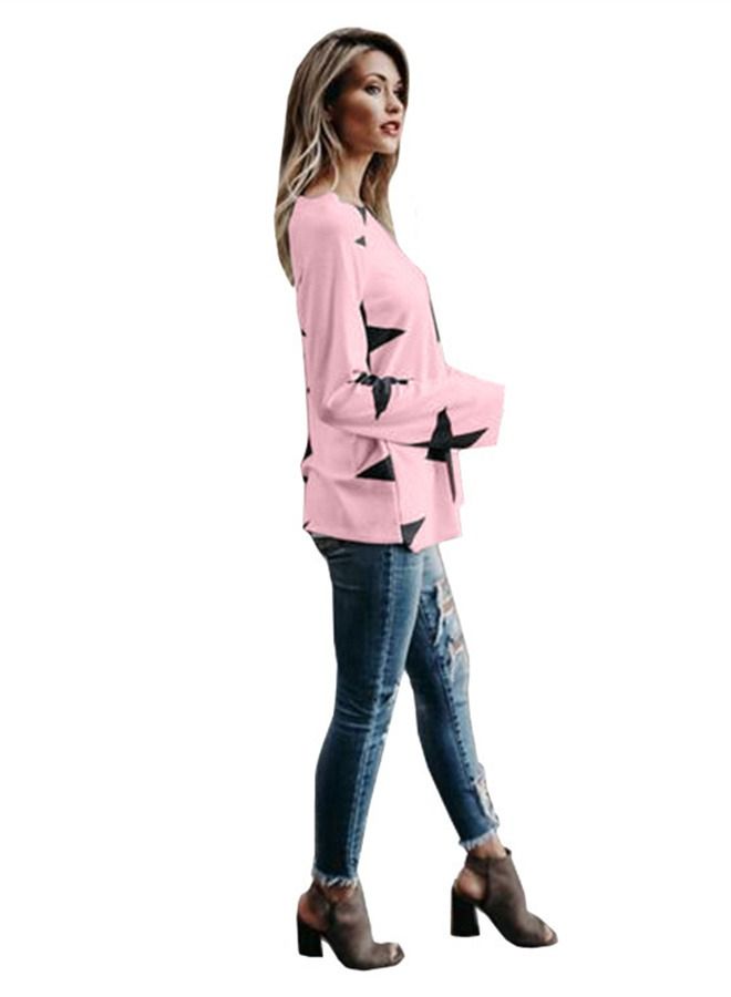 Loquat Women's Star Cotton Round Neck Long Sleeve T-Shirt  - Image 3