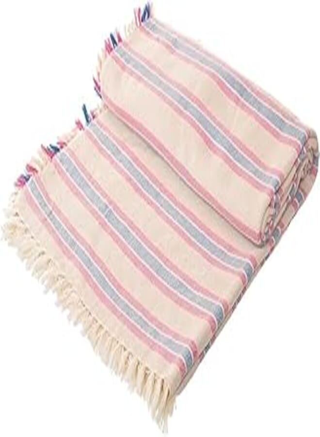 Akhmim Linen Handmade Coverlet for Bed 260x240 cm - Multicolored -5