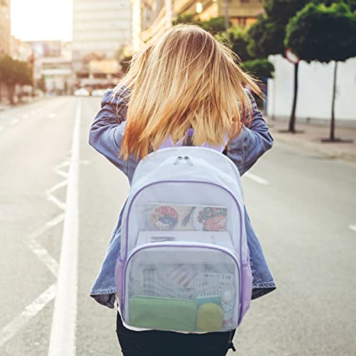 COVAX Mesh Backpack for School, Heavy Duty Mesh Bookbag, Semi-Transparent Back Pack for Beach, Swimming, Sports, Work, Travel (Purple) - Image 2