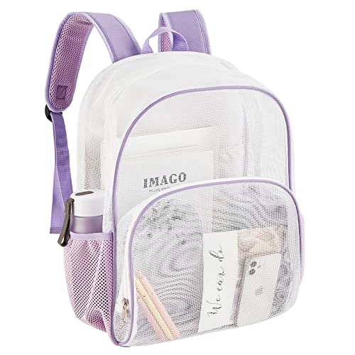 COVAX Mesh Backpack for School, Heavy Duty Mesh Bookbag, Semi-Transparent Back Pack for Beach, Swimming, Sports, Work, Travel (Purple) - Image 1