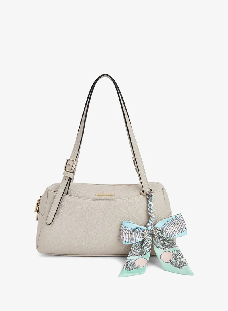 سيليست Textured Shoulder Bag With Scarf Detail