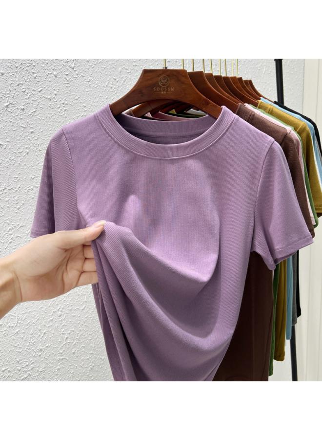 Short-sleeved T-shirt Women's Women's New Bottoming Shirt Slim-fit Inner Half-sleeve Round Neck Basic Top 