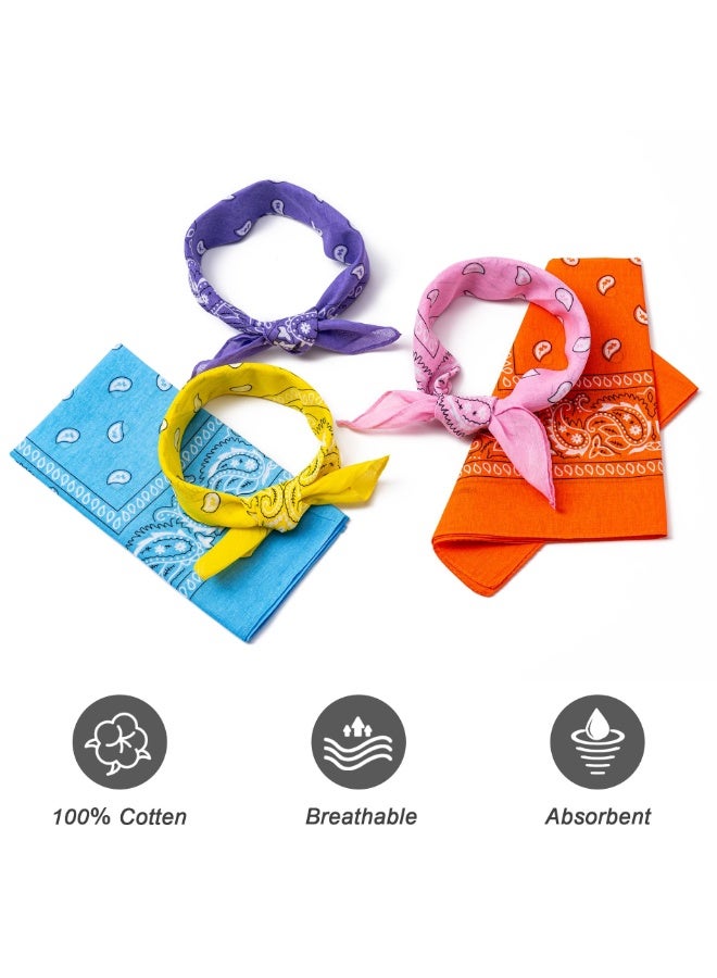 OSHIMA 12 Cotton Paisley Cowboy Bandanas Headband, High Quality Colourful Pack Bandanas, 100％ Premium Quality Cotton Handkerchief, Paisely Pattern Hair Headband, for Women Men - Image 2