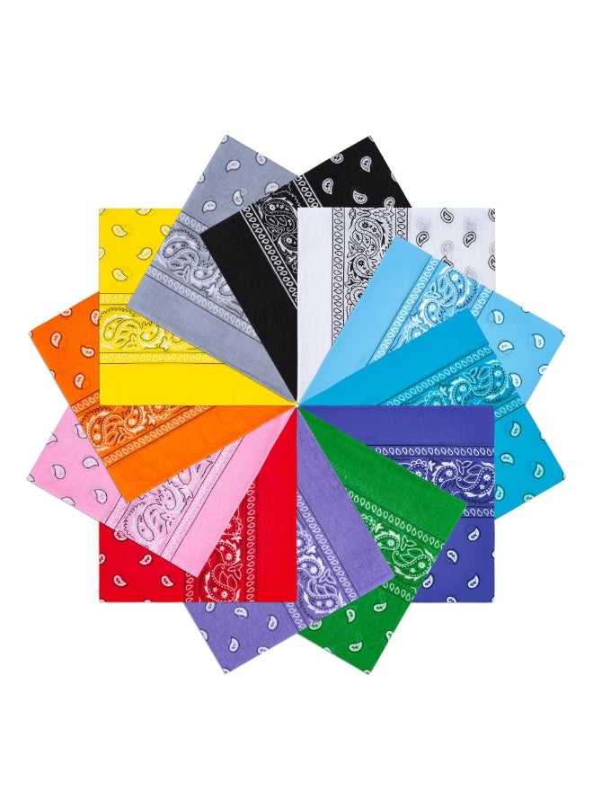 OSHIMA 12 Cotton Paisley Cowboy Bandanas Headband, High Quality Colourful Pack Bandanas, 100％ Premium Quality Cotton Handkerchief, Paisely Pattern Hair Headband, for Women Men - Image 1